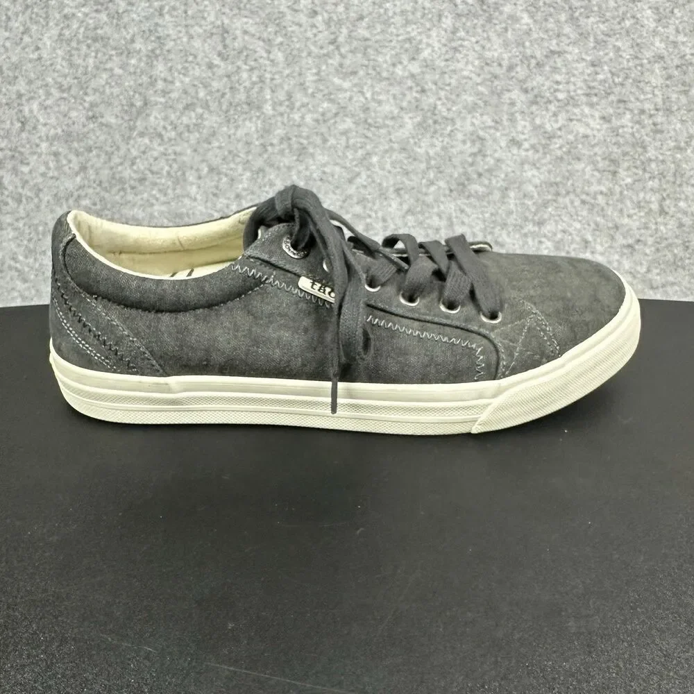 Taos Plim Soul Casual Shoes Womens 9.5 Gray Canvas Comfort Low Lace Up Sneakers